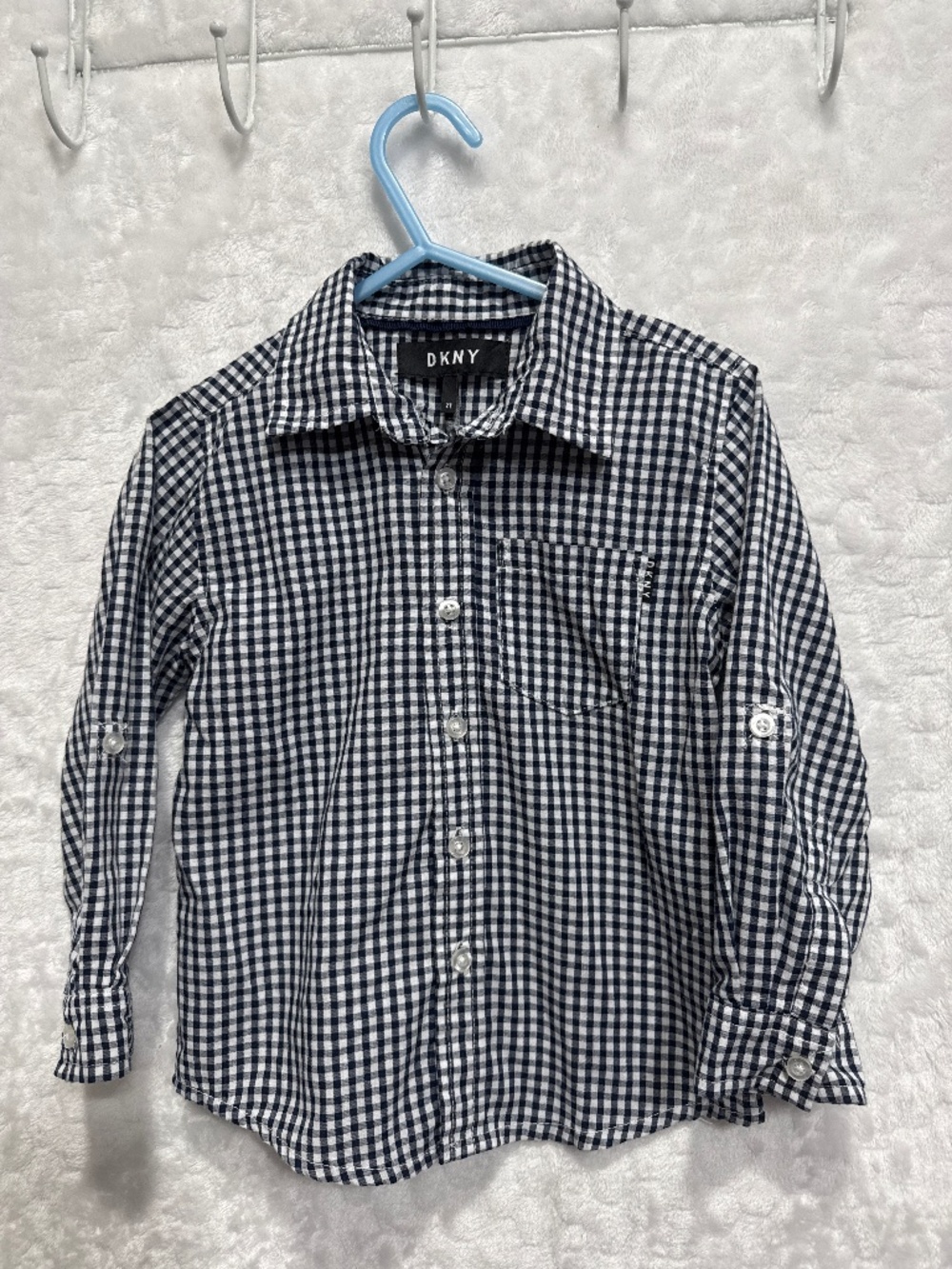 DKNY black and white gingham button-down shirt toddler boys Size 2T